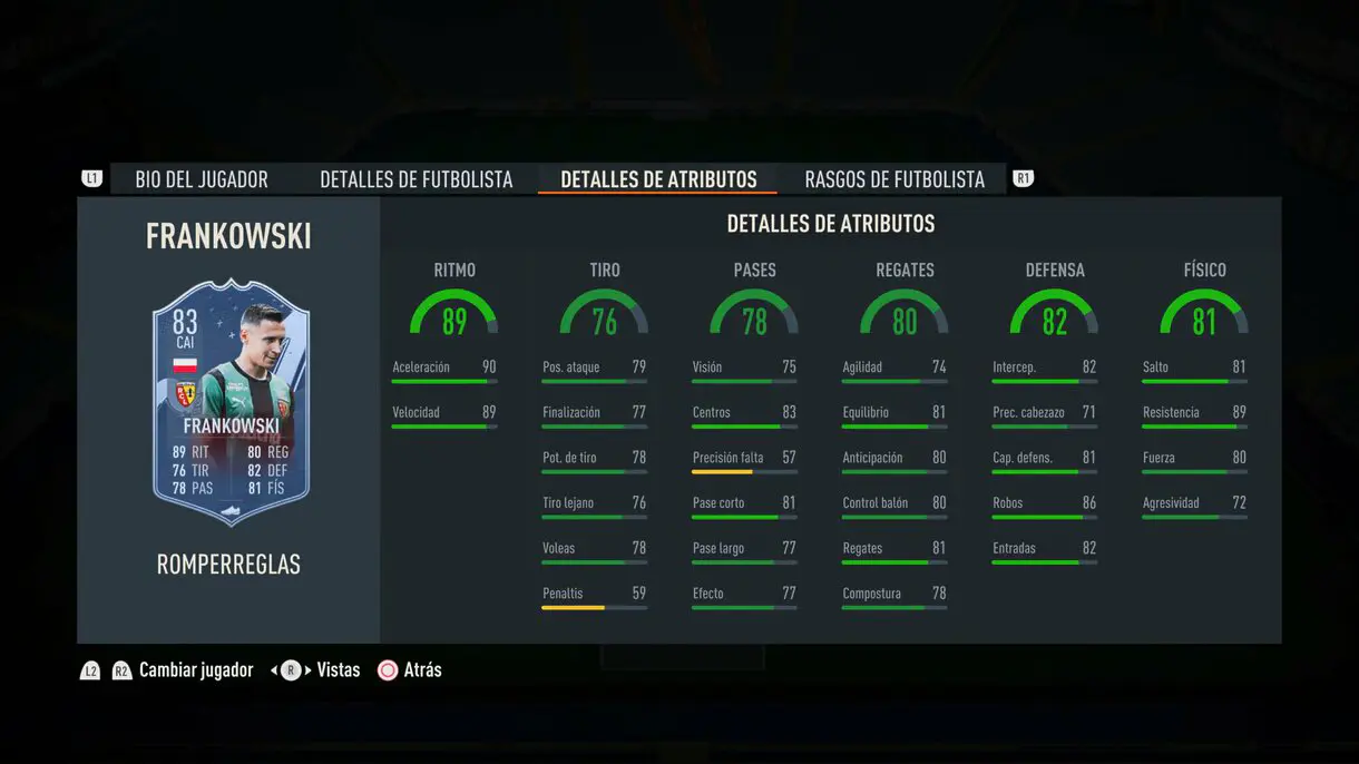 Stats in game Franckowski Rulebreakers FIFA 23 Ultimate Team
