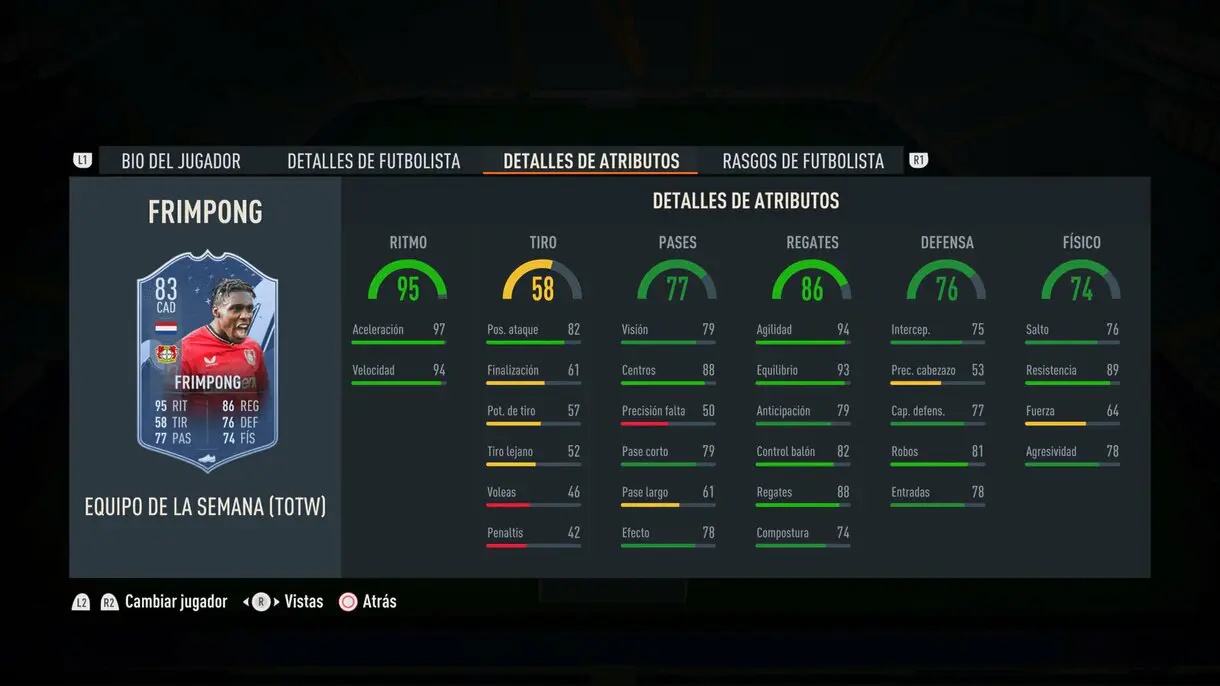 Stats in game Frimpong IF FIFA 23 Ultimate Team