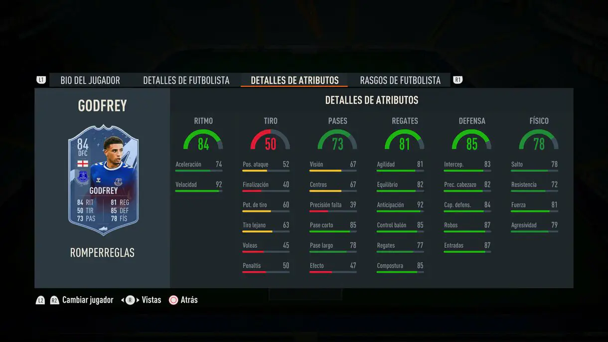 Stats in game Godfrey Rulebreakers FIFA 23 Ultimate Team