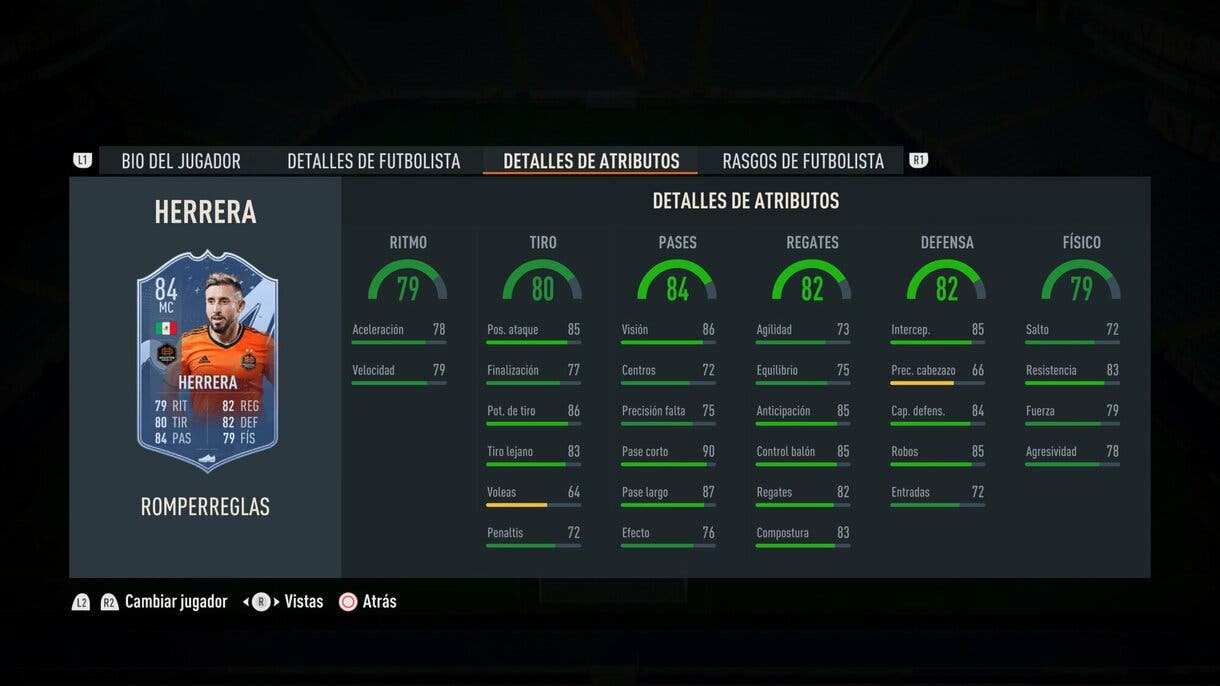 Stats in game Héctor Herrera Rulebreakers FIFA 23 Ultimate Team