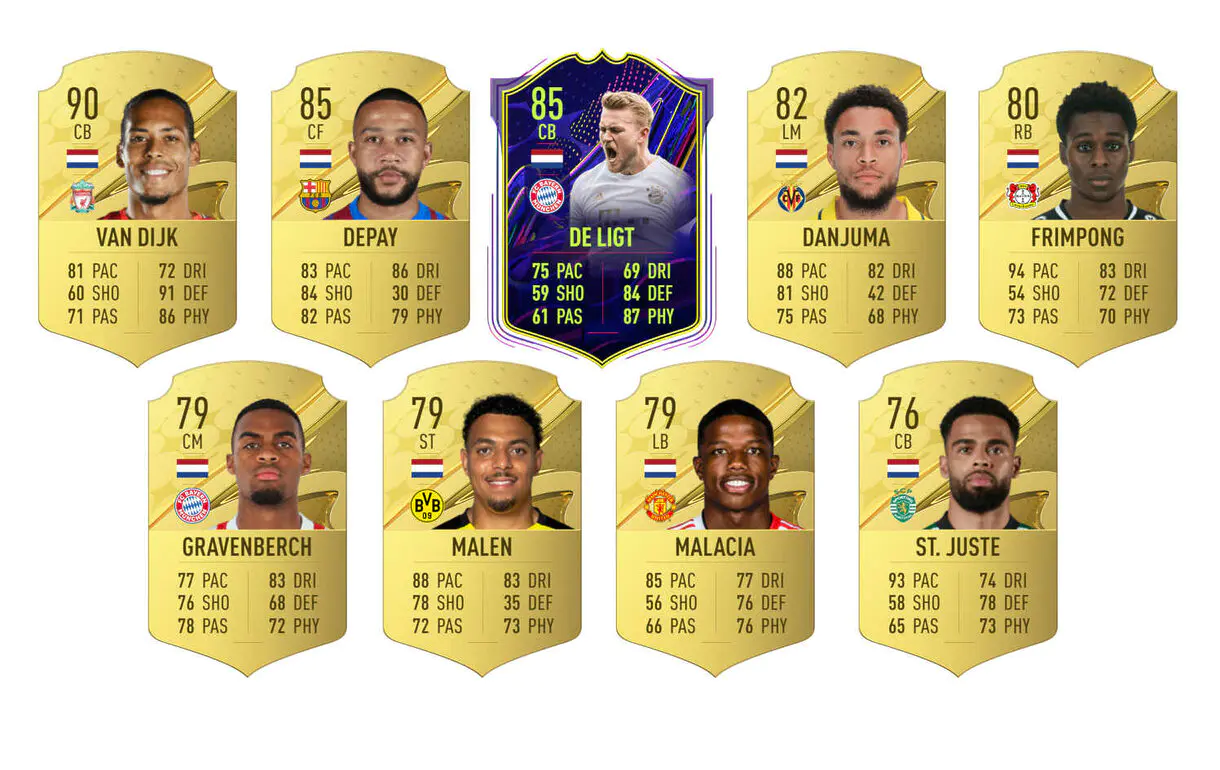 Ejemplo cartas útiles Países Bajos FIFA 23 Ultimate Team