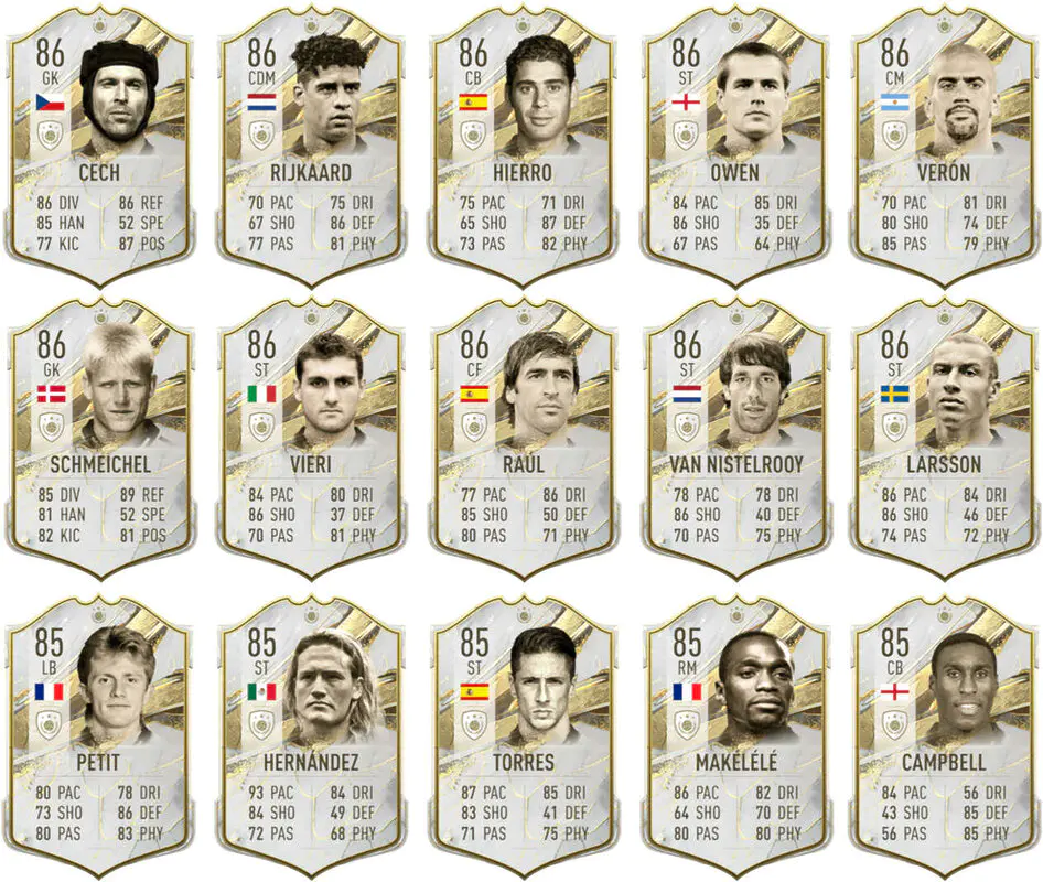 Segunda parte con todas las cartas Icono Baby con 86 o menos de media de FIFA 23 Ultimate Team