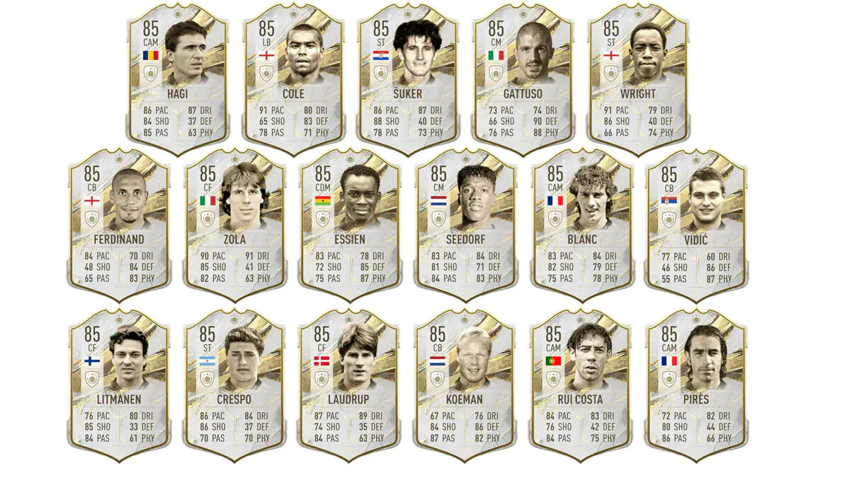 Tercera parte con todas las cartas Icono Baby con 86 o menos de media de FIFA 23 Ultimate Team