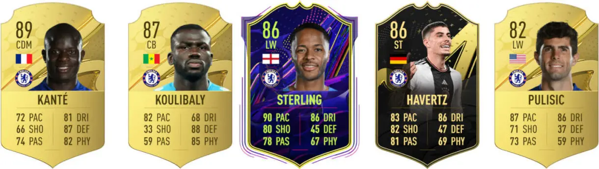 Ejemplo cartas Chelsea FIFA 23 Ultimate Team