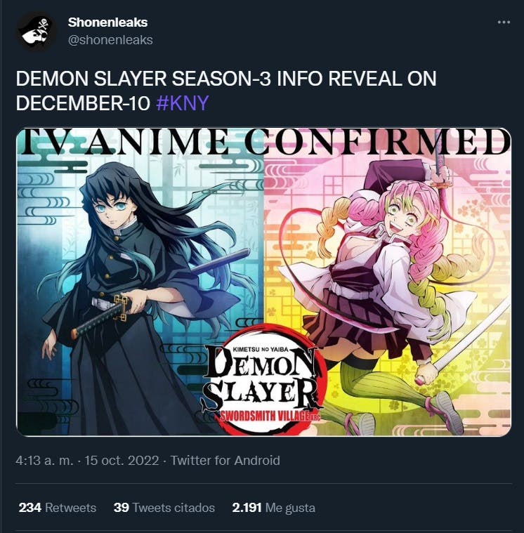 Tráiler de la temporada 3 de Demon Slayer: Kimetsu no Yaiba