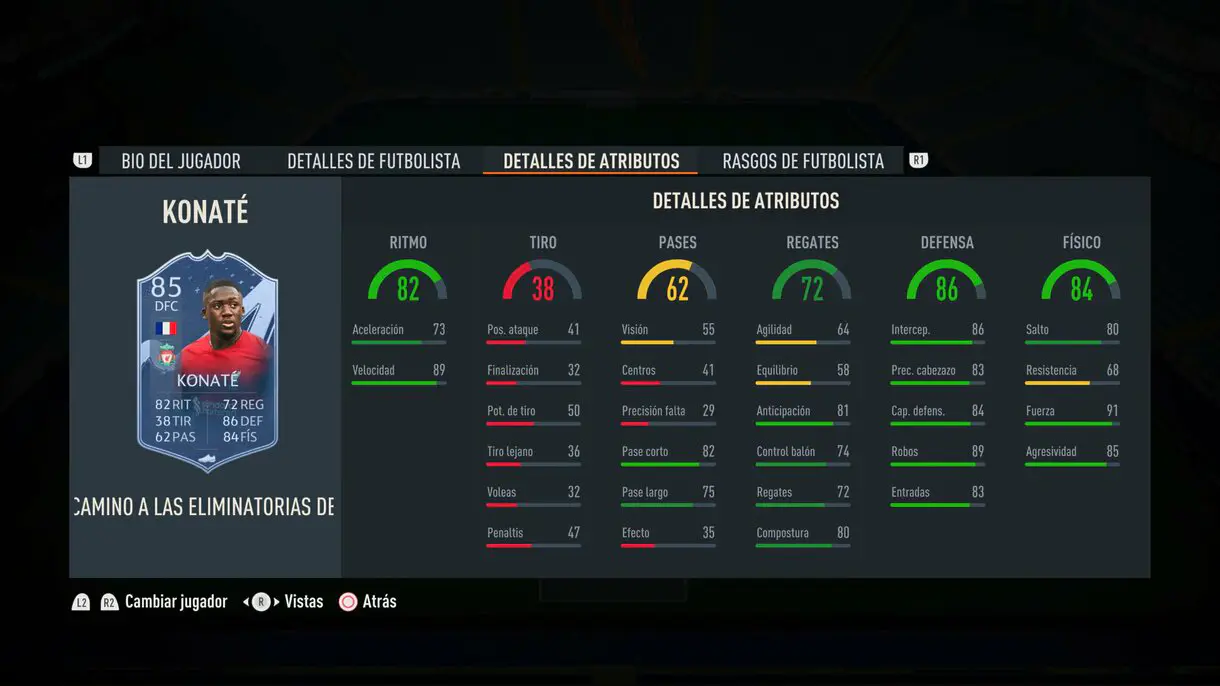 Stats in game Konaté RTTK FIFA 23 Ultimate Team