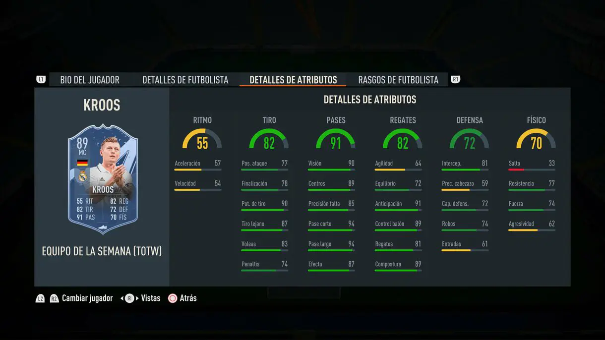 Stats in game Kroos IF FIFA 23 Ultimate Team
