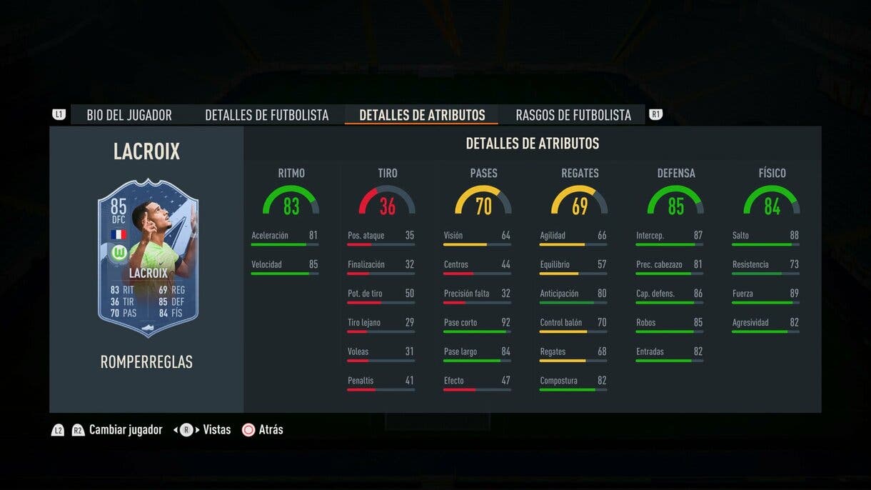 Stats in game Lacroix Rulebreakers FIFA 23 Ultimate Team
