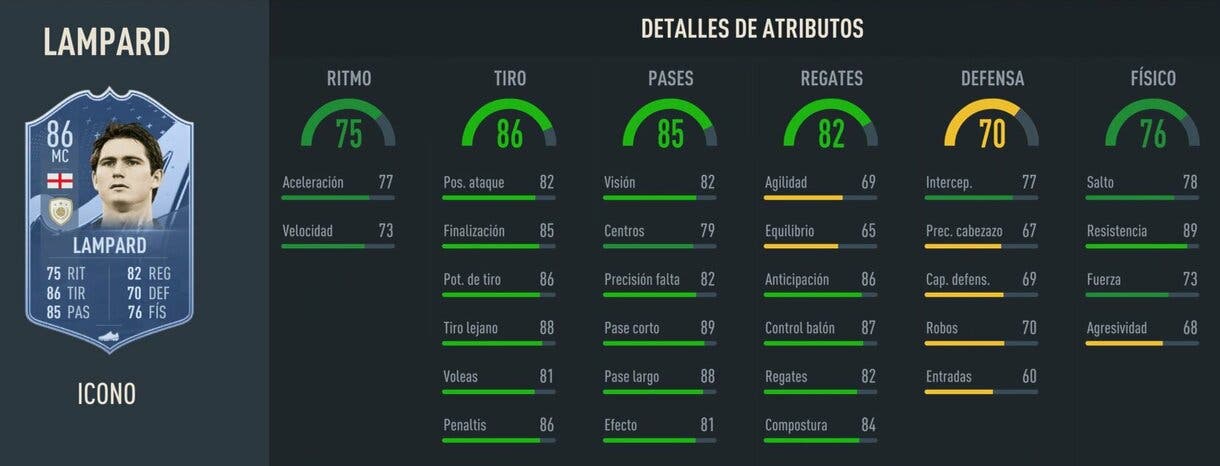 Stats in game Lampard Icon Baby FIFA 23 Ultimate Team