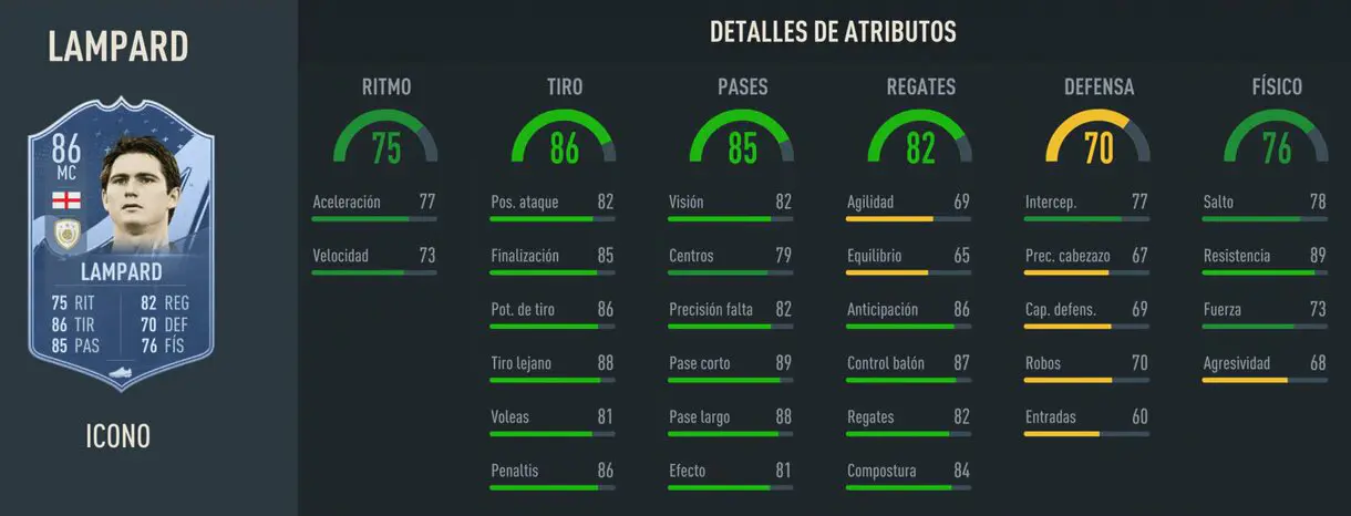 Stats in game Lampard Icono Baby FIFA 23 Ultimate Team