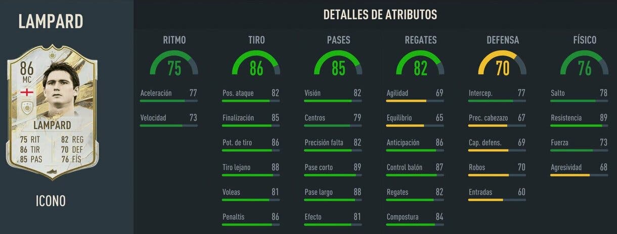 Stats in game Lampard Icono Baby FIFA 23 Ultimate Team