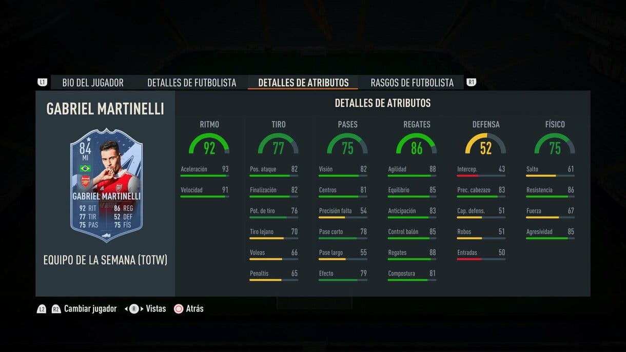 Stats in game Martinelli IF FIFA 23 Ultimate Team