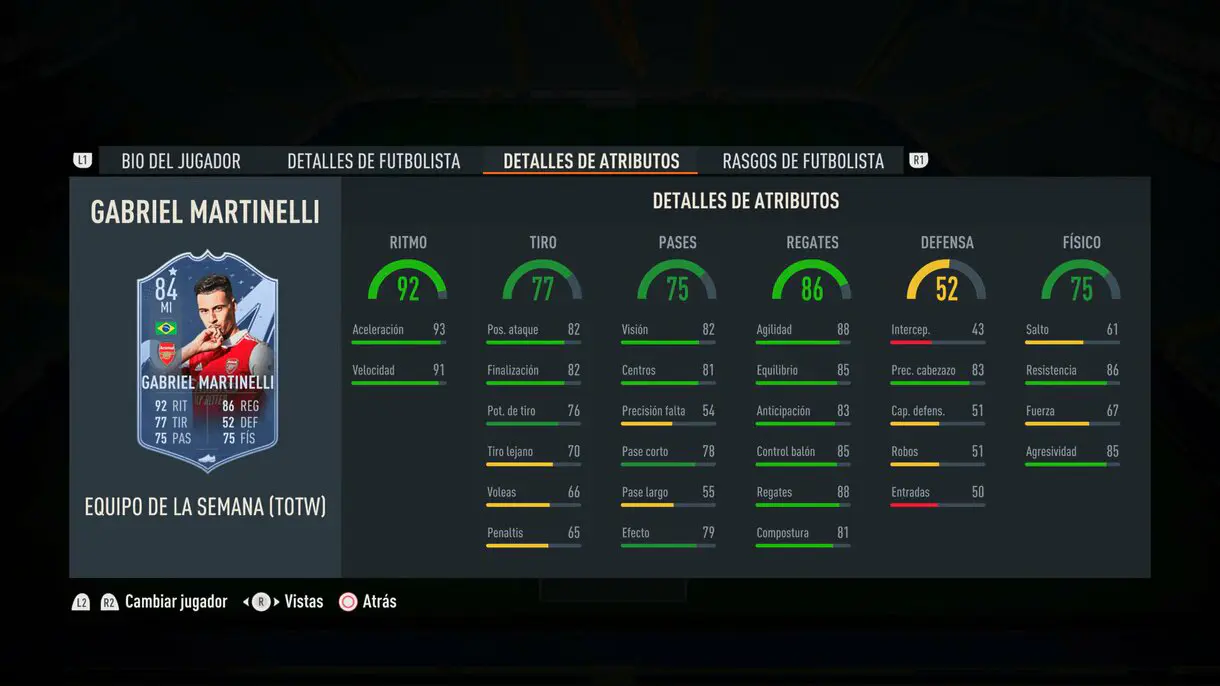 Stats in game Martinelli IF FIFA 23 Ultimate Team