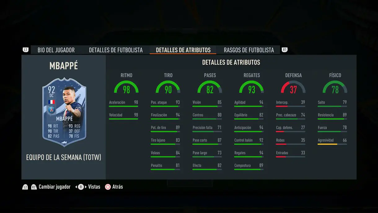 Stats in game Mbappé IF FIFA 23 Ultimate Team