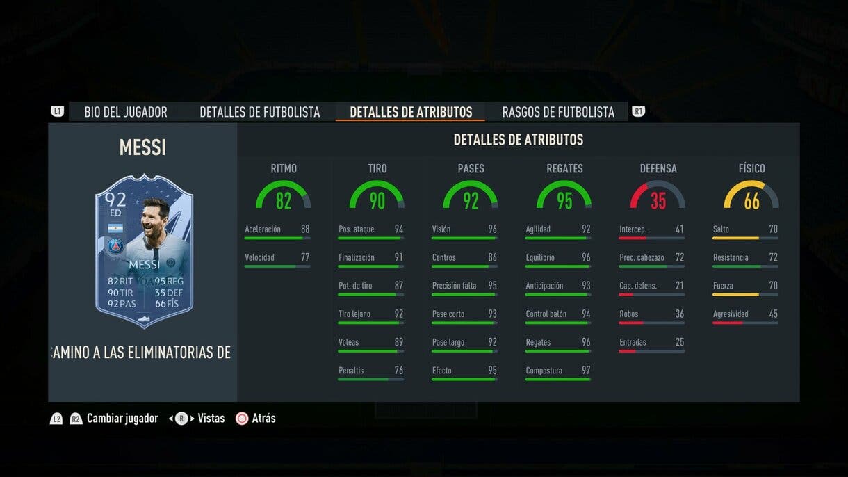 Stats in game Messi RTTK FIFA 23 Ultimate Team