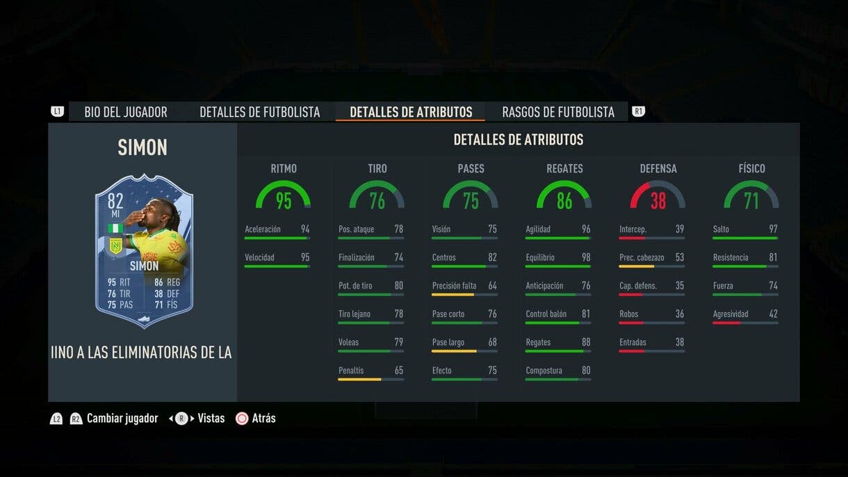 Stats in game Moses Simon RTTK FIFA 23 Ultimate Team