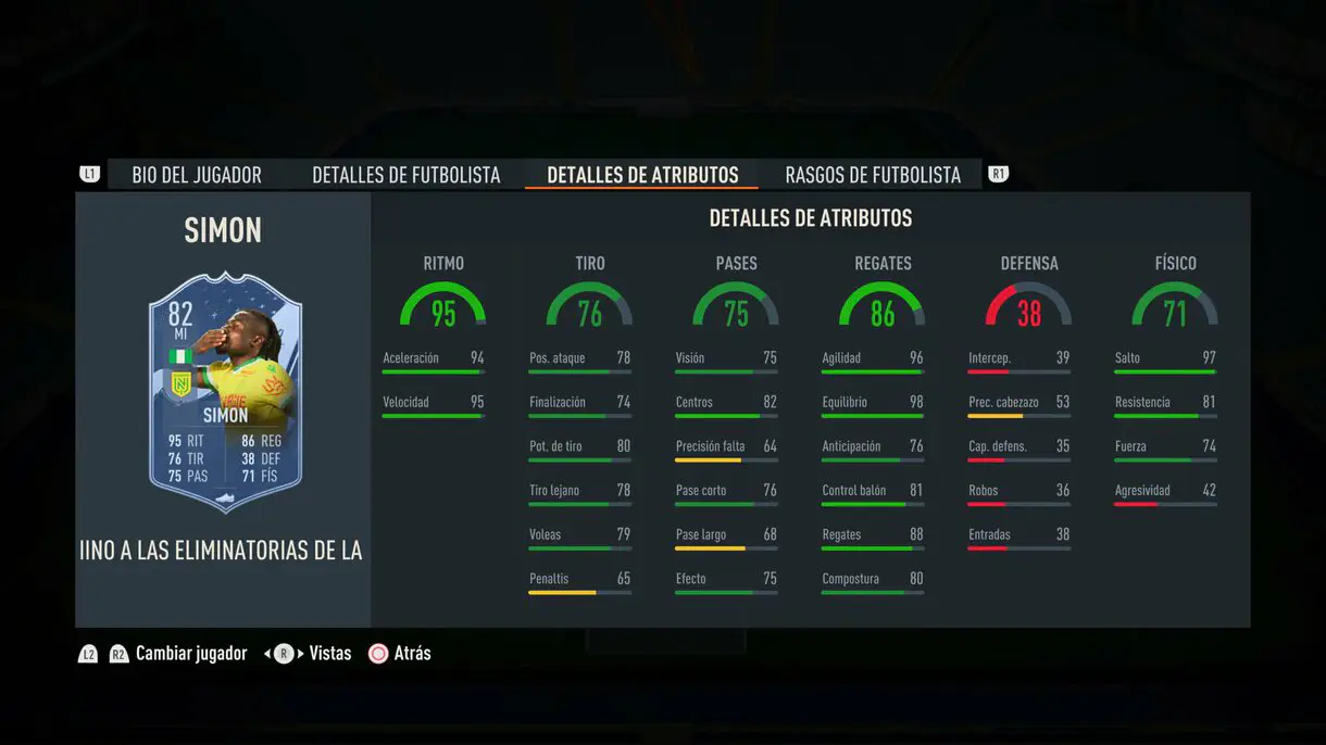 Stats in game Moses Simon RTTK FIFA 23 Ultimate Team