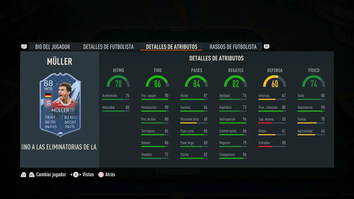 Stats in game Müller RTTK FIFA 23 Ultimate Team