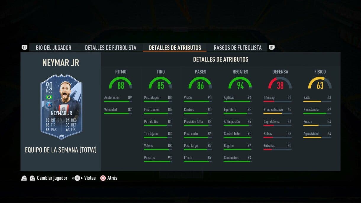 Stats in game Neymar IF FIFA 23 Ultimate Team