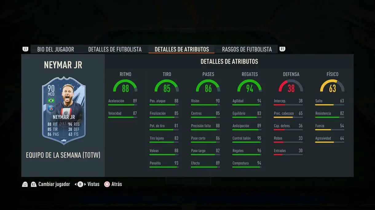 Stats in game Neymar IF FIFA 23 Ultimate Team