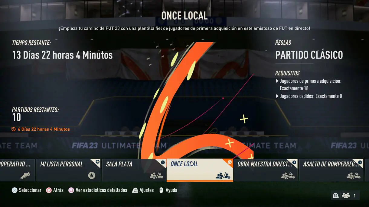Torneo online Once Local desde el menú FIFA 23 Ultimate Team
