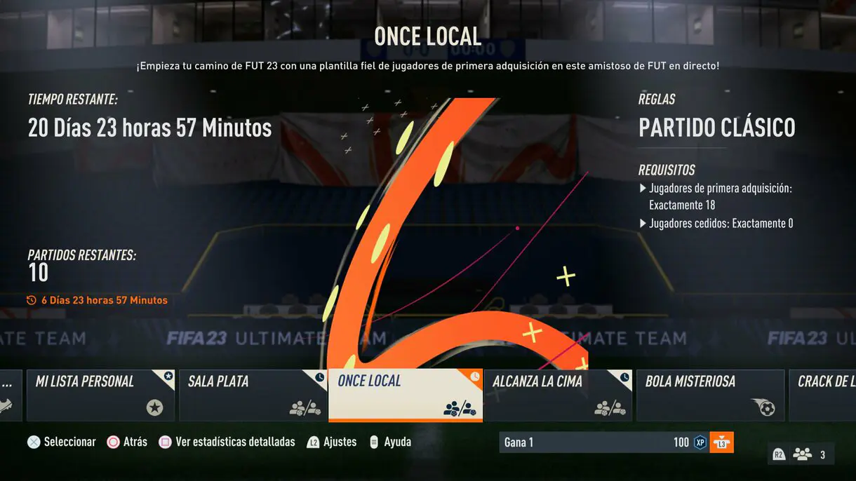 Torneo Once Local desde el menú FIFA 23 Ultimate Team