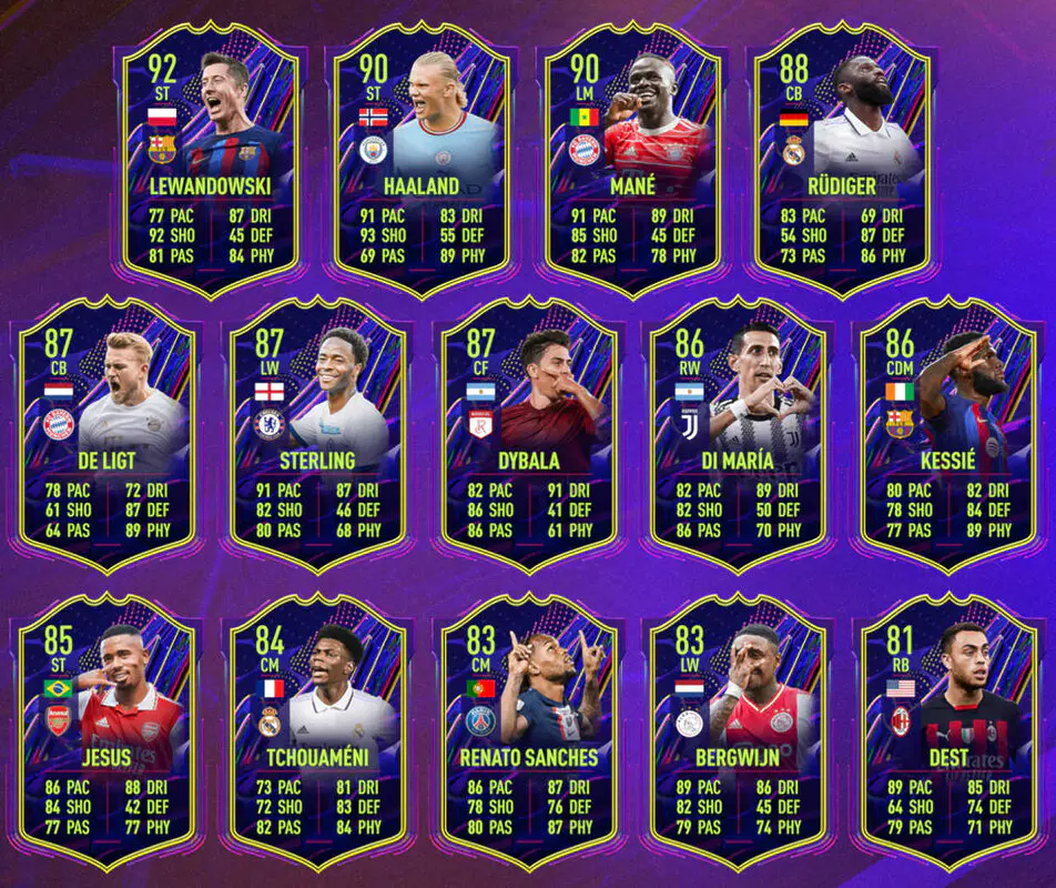 Todas las cartas OTW con el upgrade liguero aplicado FIFA 23 Ultimate Team
