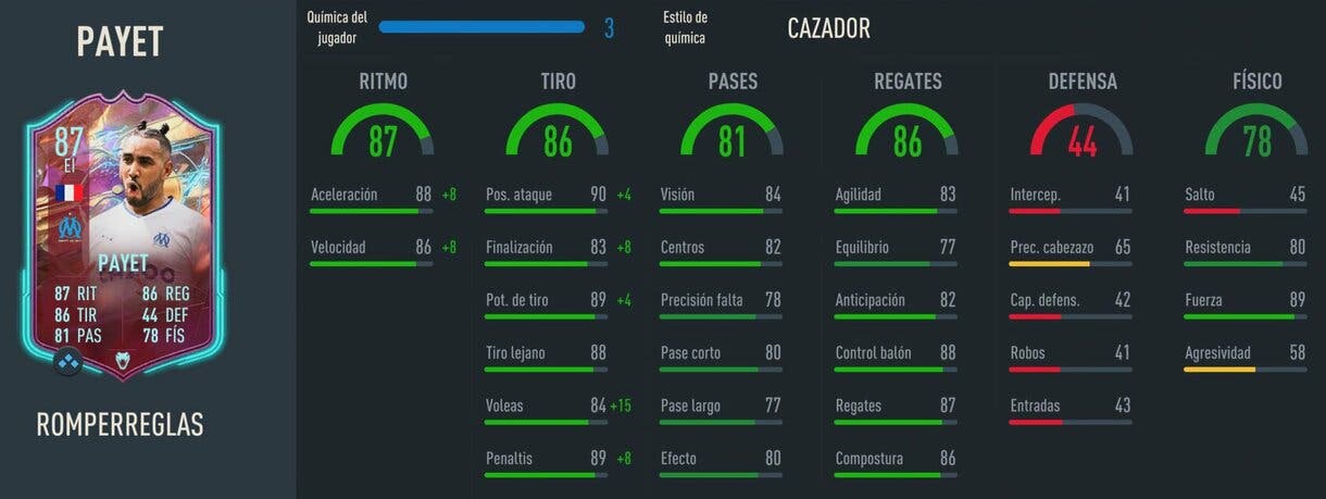 Stats in game Payet Rulebreakers FIFA 23 Ultimate Team