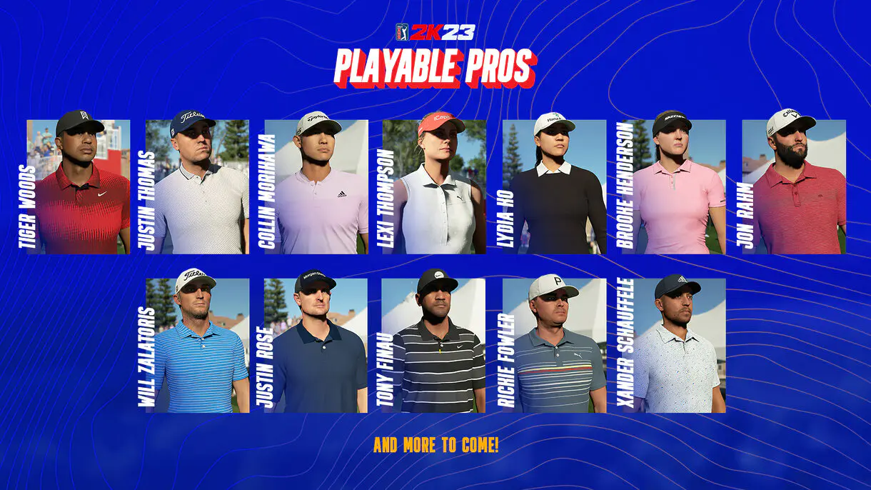 pga tour 2k23 playable pros infographic