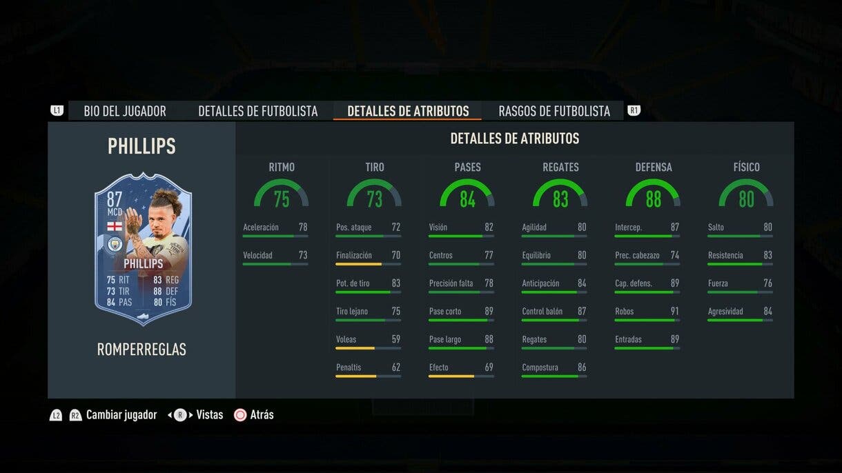 Stats in game Phillips Rulebreakers FIFA 23 Ultimate Team