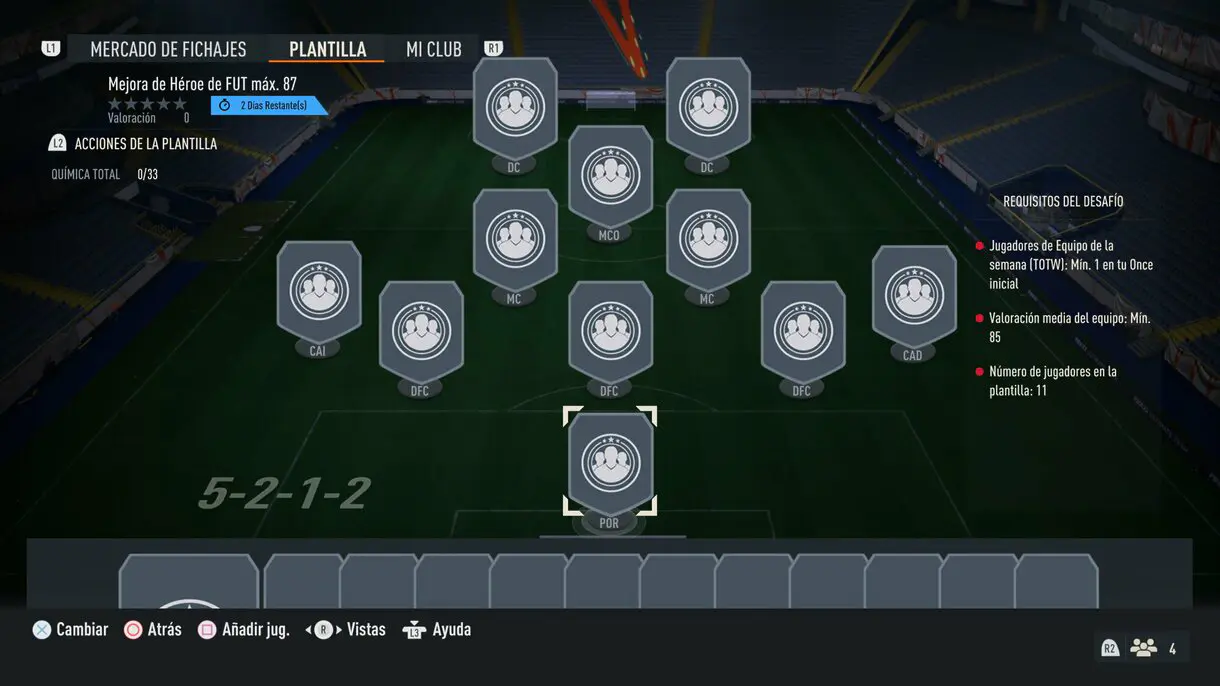 Plantilla del SBC Mejora de Héroe de FUT máx. 87 FIFA 23 Ultimate Team