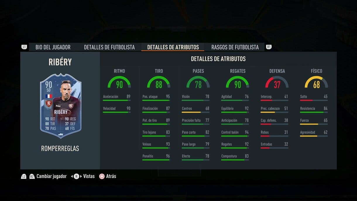 Stats in game Ribéry Rulebreakers FIFA 23 Ultimate Team