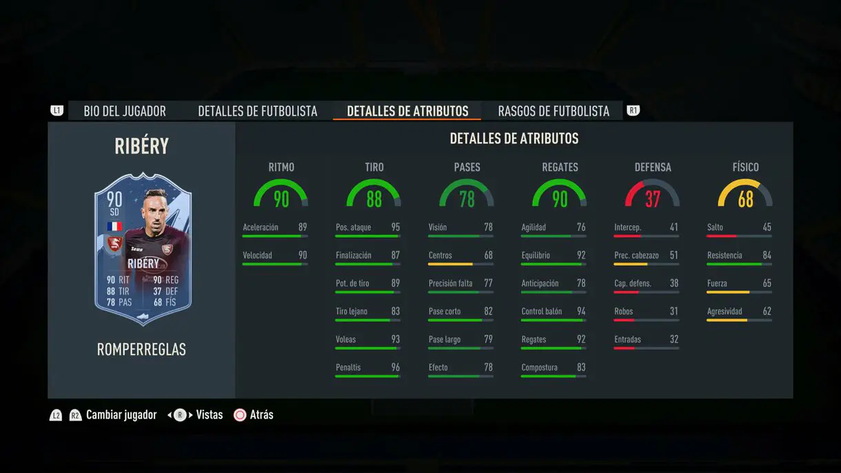 Stats in game Ribéry Rulebreakers FIFA 23 Ultimate Team