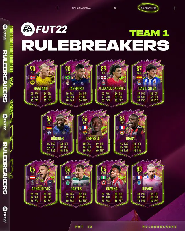 Cartas equipo Rulebreakers 1 FIFA 23 Ultimate Team