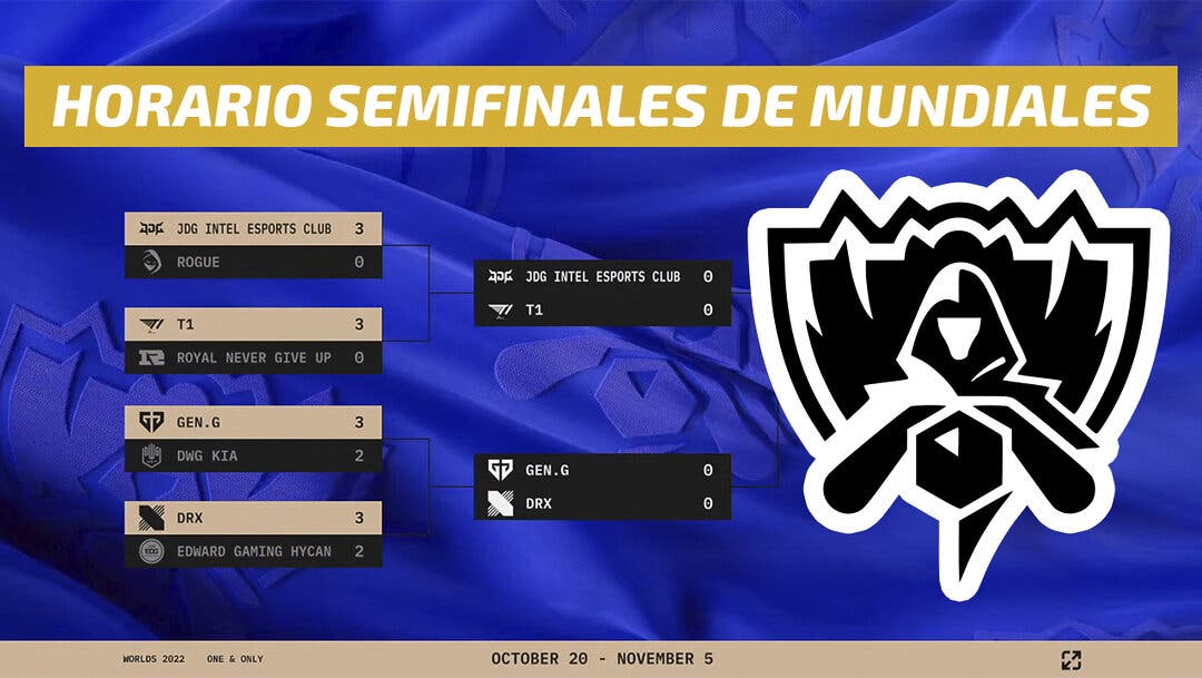 Worlds LoL Horario y fechas de las semifinales de T1 vs JDG y DRX vs Gen.G