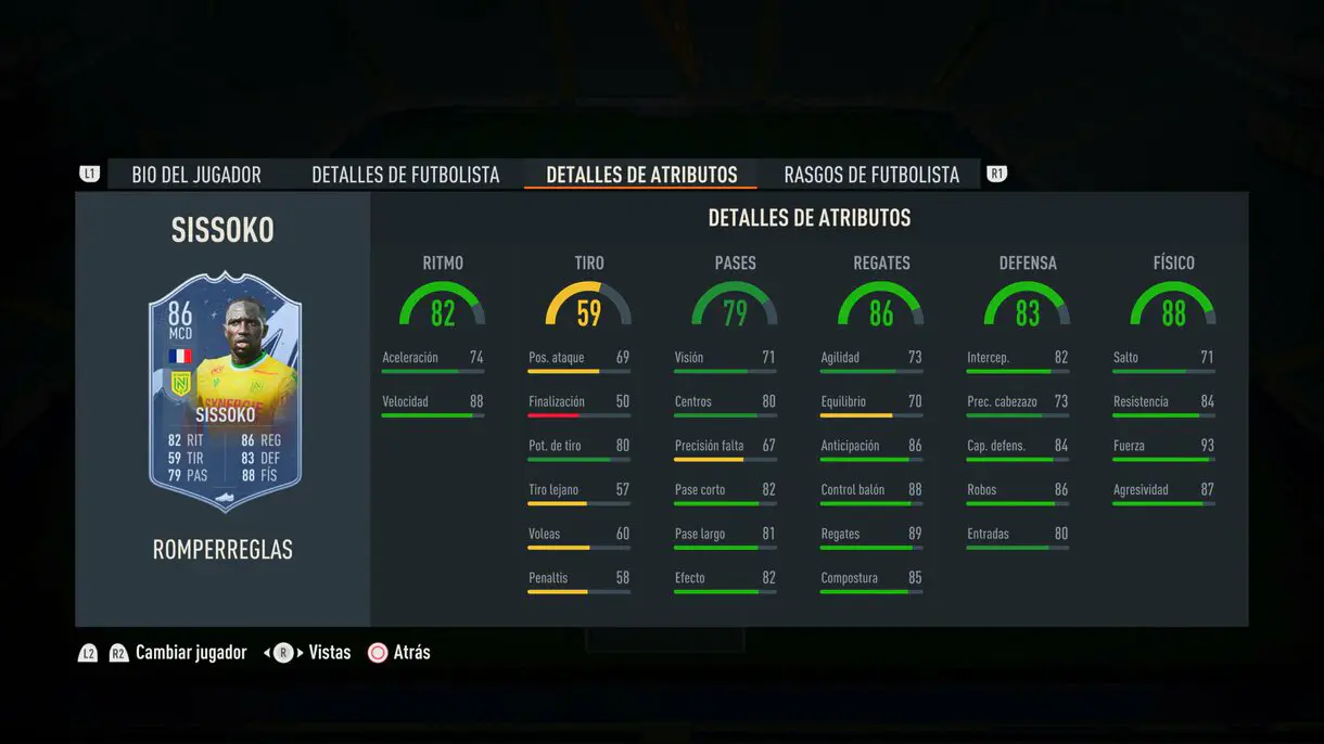 Stats in game Sissoko Rulebreakers FIFA 23 Ultimate Team