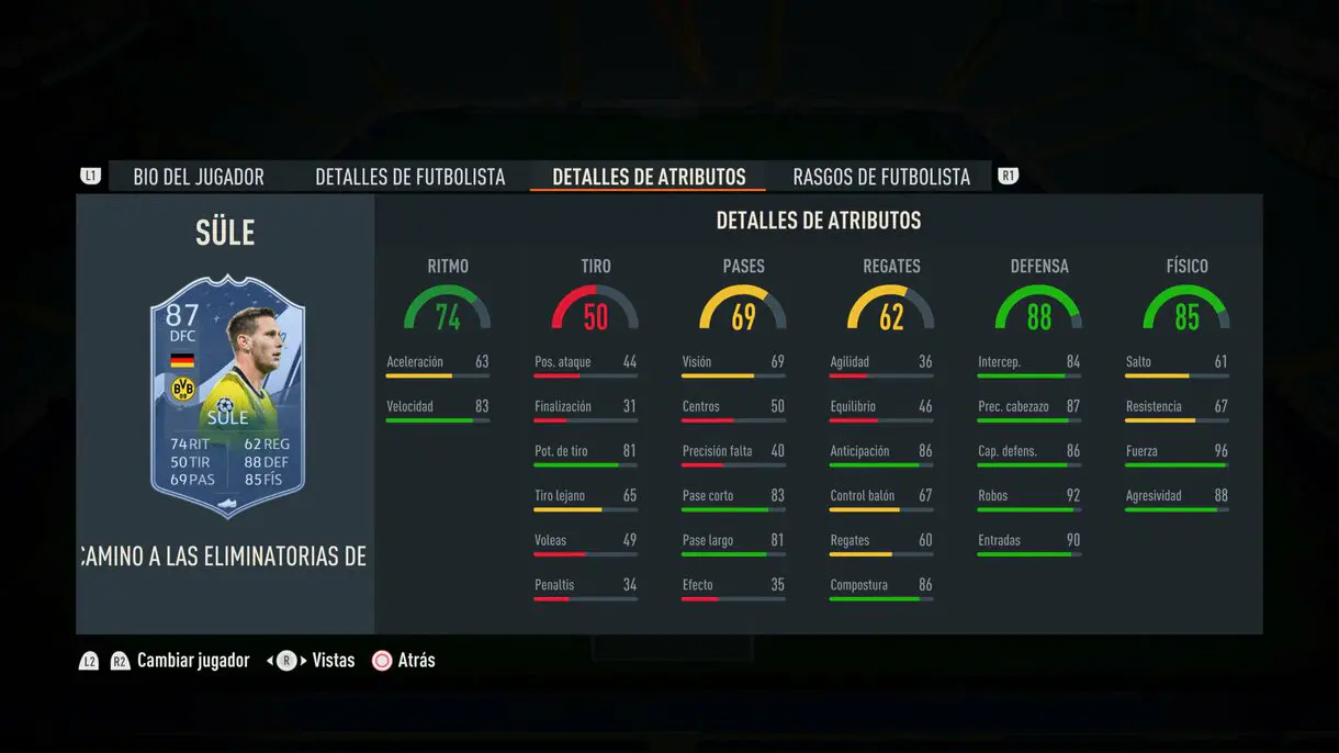 Stats in game Süle RTTK FIFA 23 Ultimate Team