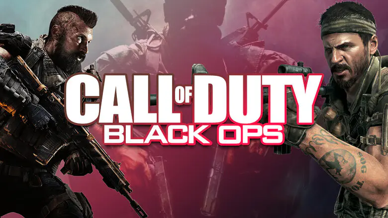 Logo de Call of Duty: Black Ops junto a un render de los protagonistas de Black Ops Cold War y Black Ops 4