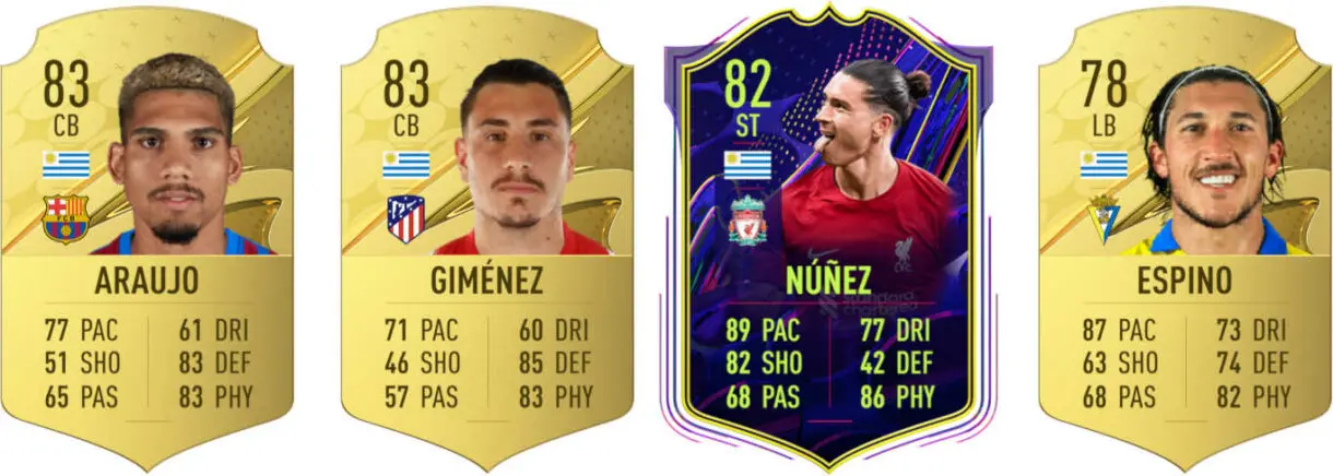 Cartas oro Araújo, Giménez y Espino; además de Núñez OTW FIFA 23 Ultimate Team