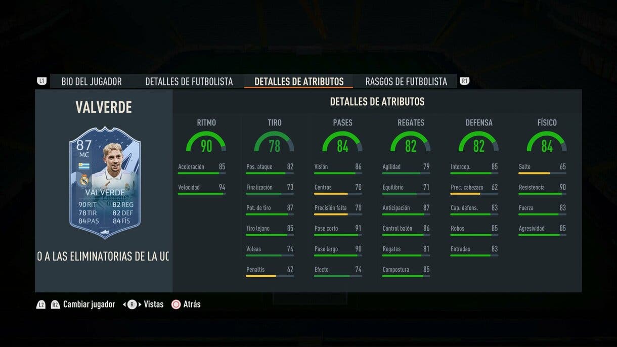 Stats in game Fede Valverde RTTK FIFA 23 Ultimate Team