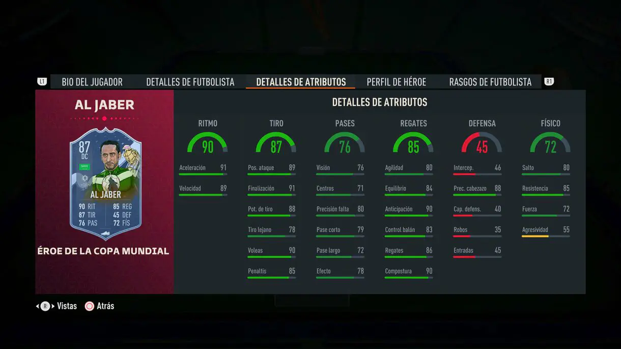 Stats in game Al-Jaber FUT Heroes del Mundial FIFA 23 Ultimate Team