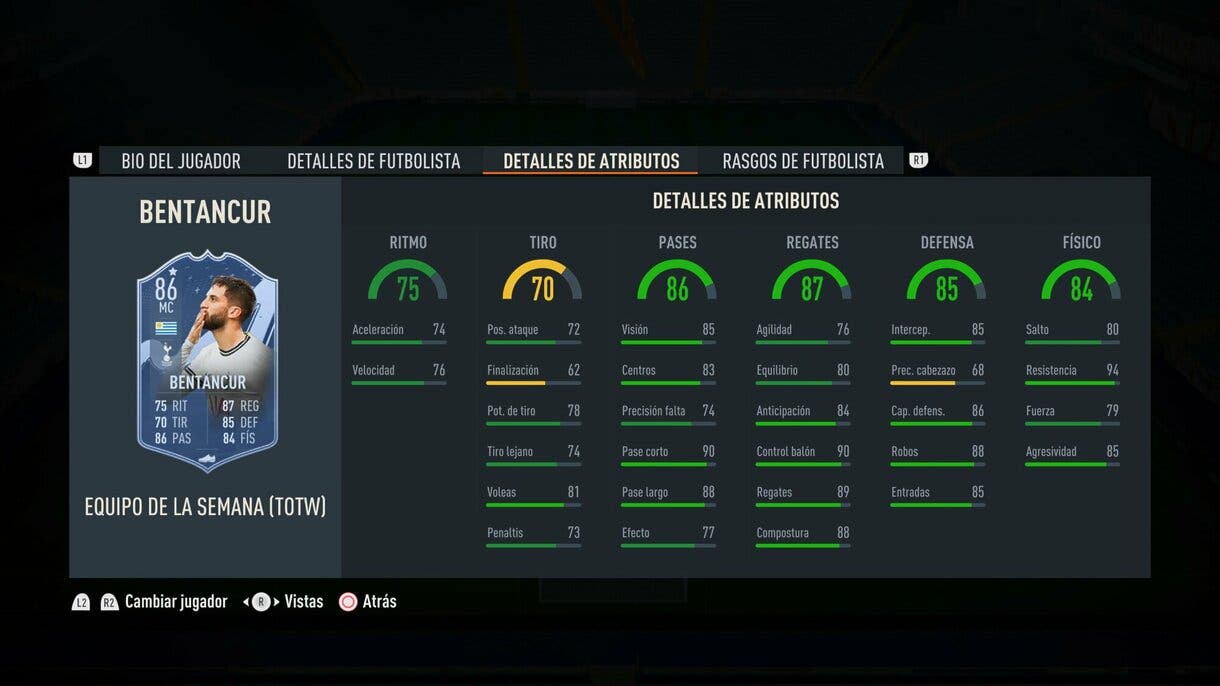 Stats in game Bentancur IF FIFA 23 Ultimate Team