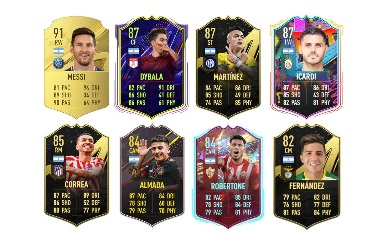 Ejemplos cartas competitivas Argentina FIFA 23 Ultimate Team