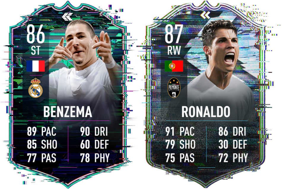 Flashbak Benzema FIFA 22 and Cristiano Ronaldo FIFA 21 Ultimate Team Cards