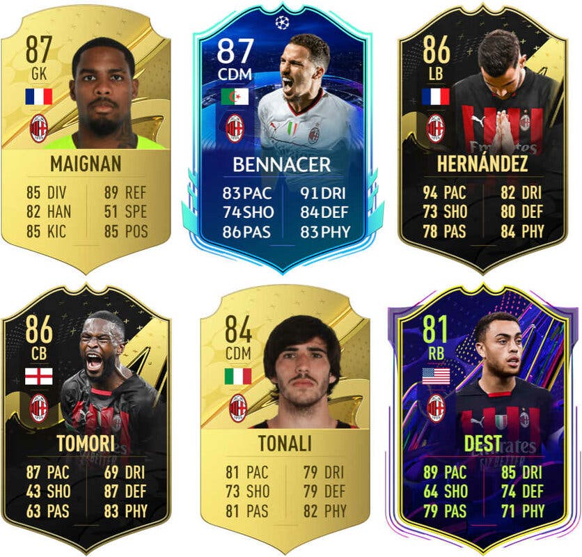 Ejemplos cartas útiles Milan FIFA 23 Ultimate Team