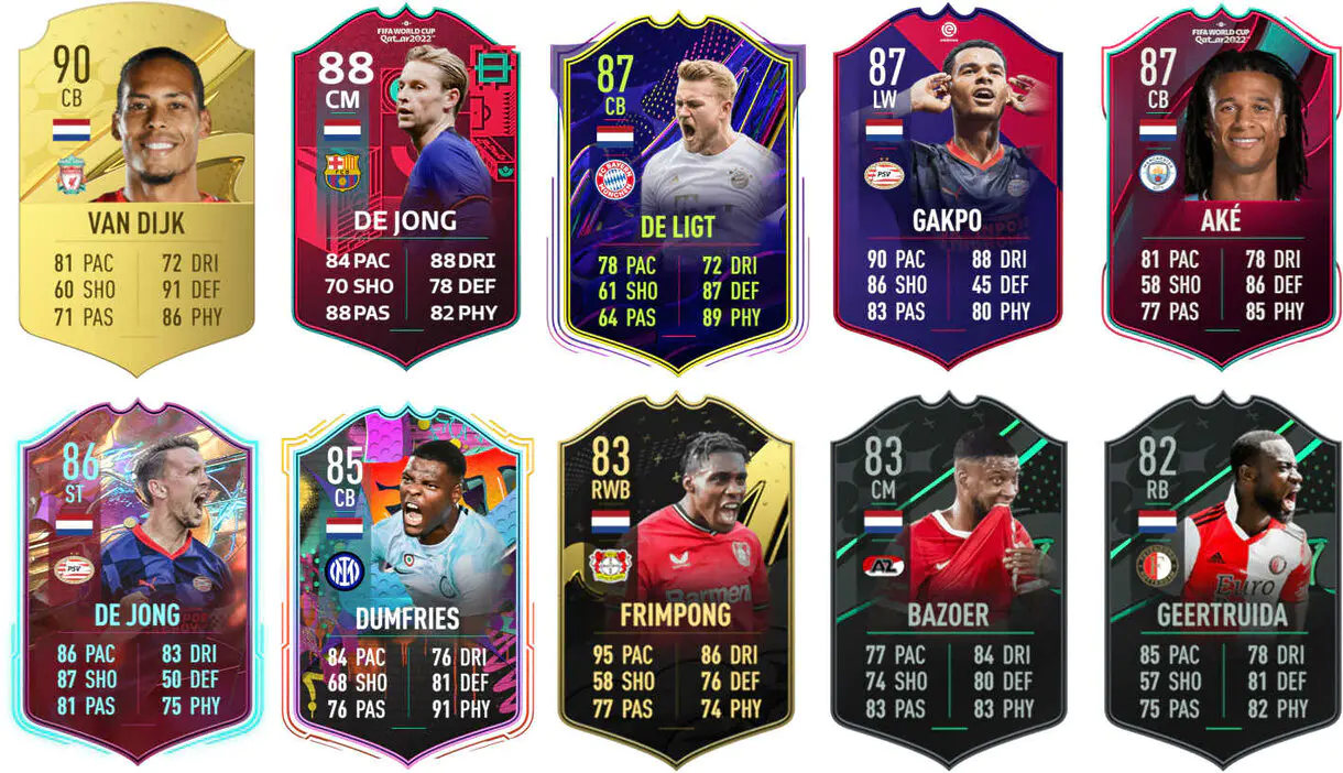 Ejemplos cartas útiles Países Bajos FIFA 23 Ultimate Team