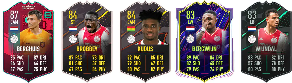 Ejemplos cartas usables Ajax FIFA 23 Ultimate Team