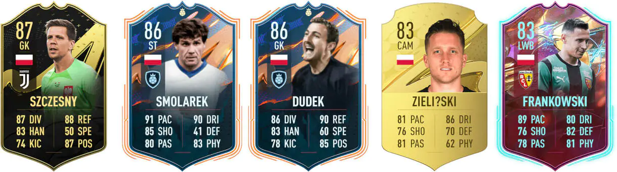 Ejemplos cartas usables Polonia FIFA 23 Ultimate Team