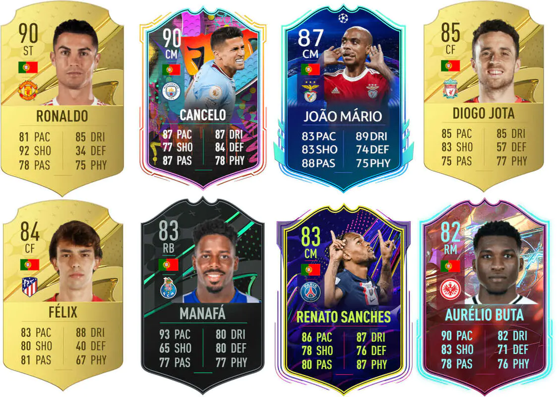 Ejemplos cartas útiles Portugal FIFA 23 Ultimate Team