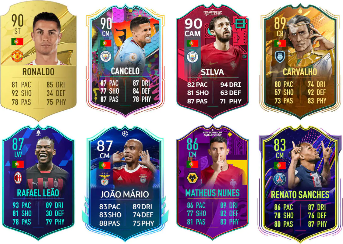 Ejemplos cartas competitivas Portugal FIFA 23 Ultimate Team